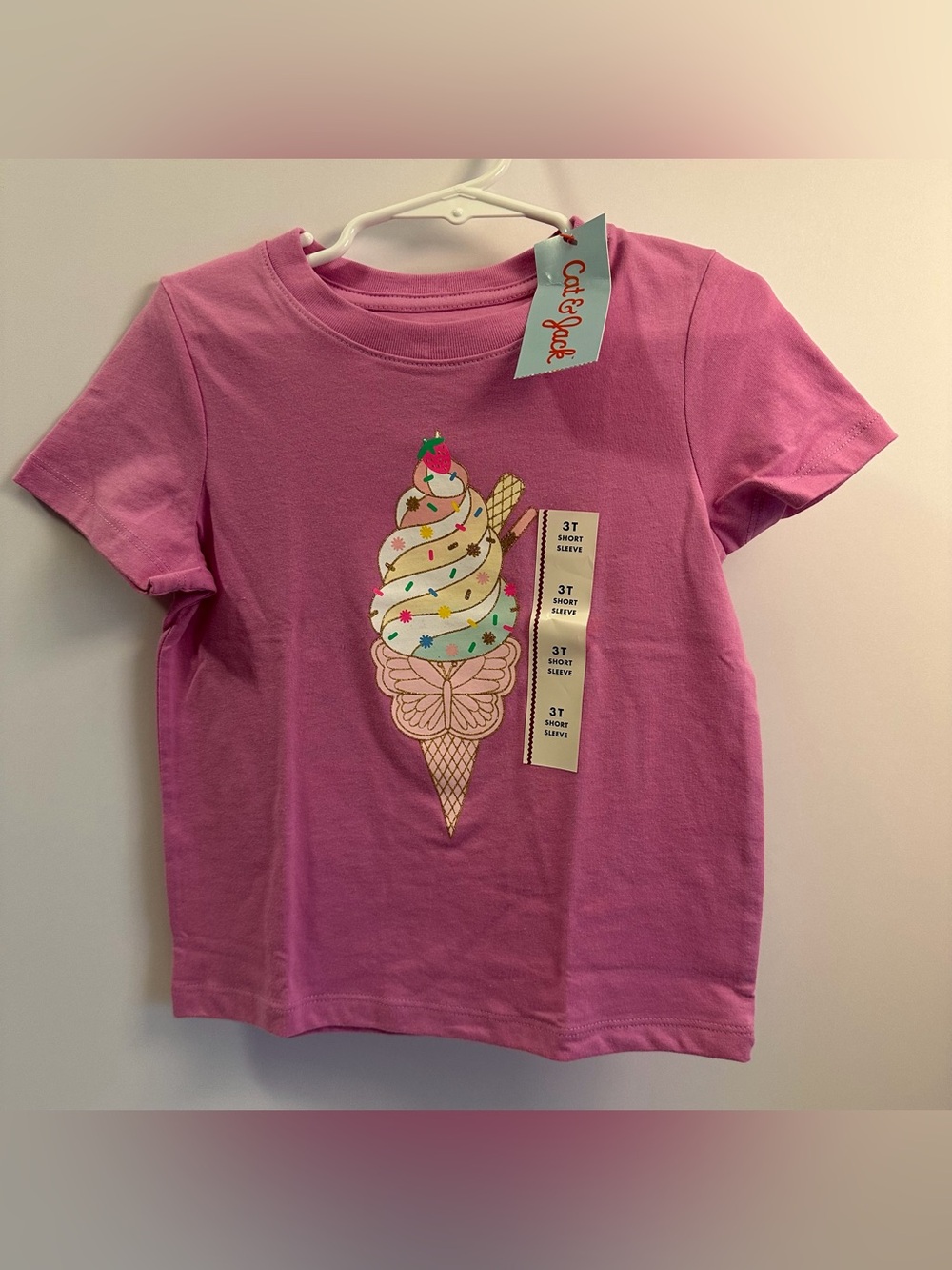 Cat & Jack Toddler Girl Ice Cream Shirt Size 3T NEW
